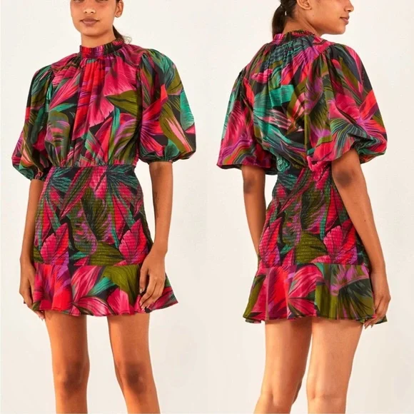 hot pink mini dress with sleeves Mexik Short Dress – Retrofete